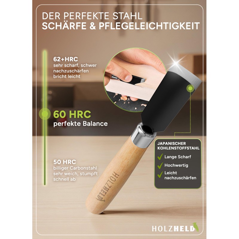 HOLZHELD - 6 Piece Woodworking Chisel Set for Hobby Craftsmen