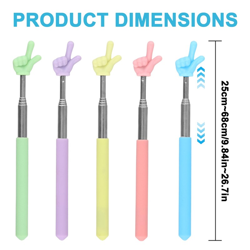 Pack of 5 Pointing Sticks, Extendable Finger, 68 cm, Multifunctional
