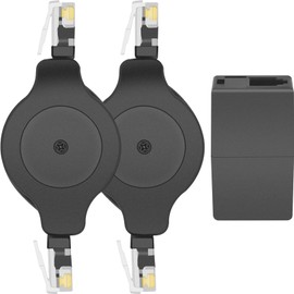 NECABLES 2+1Pack 2pcs Retractable Phone Cord for Landline 4ft Auto Rewind Telephone Handset Cord RJ9 4P4C Male to Male and 1pc RJ9 Coupler - 4 Feet Kit