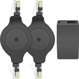 NECABLES 2+1Pack 2pcs Retractable Phone Cord for Landline 4ft Auto Rewind Telephone Handset Cord RJ9 4P4C Male to Male and 1pc RJ9 Coupler - 4 Feet Kit
