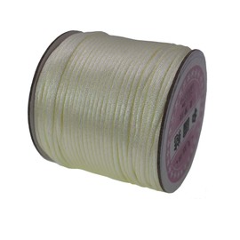 PAMIR Tong 100 Yards Nylon Satin Cord, Rattail Silk Trim Beading Thread for Chinese Knotting, Kumihimo, Beading, Macramé, Jewelry Making, Sewing, DIY (03 Ivory)