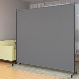 VAMFUTRE Height Adjustable Single Panel Room Divider/Privacy Screen with Caster Wheels and Brakes - Stylish and Versatile Partition for Home,Office,School and Restaurant Spaces (Gray, 6FT*6FT)
