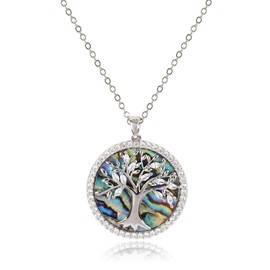 Tree of Life Pendant Necklace for Grandma, Unique Tree of Life Abalone Necklace for Grandma, Silver Abalone Shell Tree Of Life Necklaces Jewelry Gifts for Mothers Day, Birthday, Christmas for Women