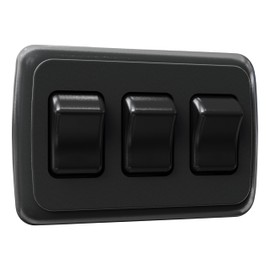 Leisure LED Contemporary Triple SPST On-Off Switch with Bezel, 12-Volt, for RV, Trailer, Camper (Black)