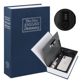 KYODOLED Diversion Book Safe with Combination Lock, Secret Safe Metal Lock Box, Money Storage Collection Box,9.5" x 6.2" x 2.2" Navy Large