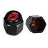 Muishi Red Lips Tire Valve Stem Caps, Aluminum Black Stem