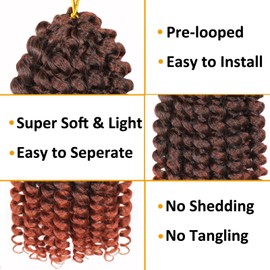 Vustbeauty Jamaican Bounce Curly Crochet Hair 12 Inch 6 Packs Wand Curl Crochet Hair Braids Short Curly Braiding Hair Extensions For Black Women (12 Inch,T350)