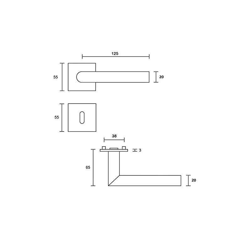 ck-türbeschläge New Orleans Q Handle Set 3 mm Magnetic Flat