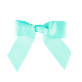 Meseey 50 Pcs 4 Inch Aqua Grosgrain Ribbon Twist Tie Bows Pretied Bows Premade Craft Bows for Treat Bags Gift Wrapping Basket Wedding Baby Shower Brithday Valentine's Day Christmas Party (Aqua)