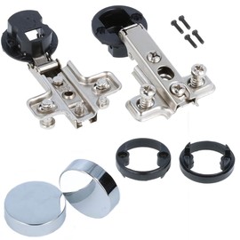 MS Beschläge Glass Door Pot Hinge 1 Pair Glass Door Hinges Diameter 26 mm Shiny Chrome Pot Hinge Cover Showcase Hinge Cabinet Hinge Furniture Hinge (Round, Corner Stop)