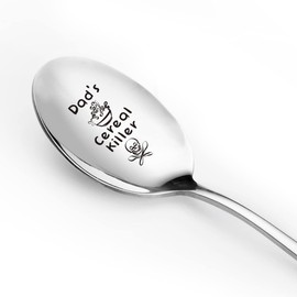 Dad's Cereal Killer Spoon Engraved Funny Cereal Spoon Stainless Steel - Cereal Lover Gifts - Dad Gift from Daughter Son Wife - Best Father's Day/Birthday/Christmas Gifts