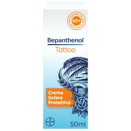 Bepanthenol Tattoo Sonnencreme 50, Aftercare zum Sonnenschutz des Tattoos vor UVB- und UVA-Strahlen der Sonne und hält die Farben lebendig, Reisegröße 50 ml