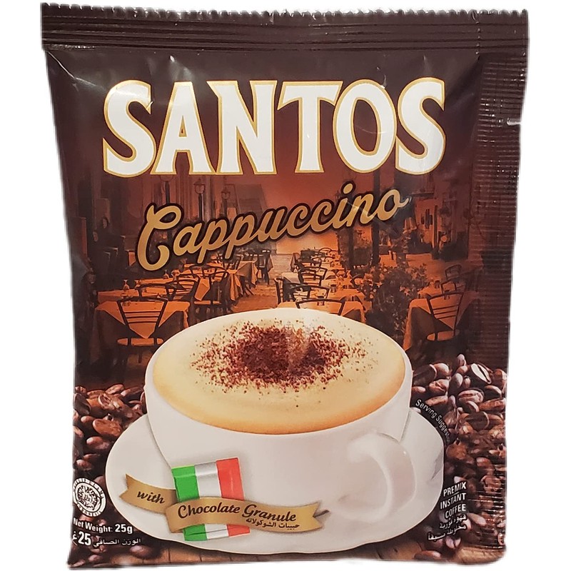 Santos Cappuccino Premix Instant Coffee 3-in-1 with Chocolate Granule Made