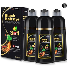 MEIDU 3 in 1 Hair Dye Shampoo-Herbal Ingredients Can cover gray hairs,Contains Ginseng Extract,Natural Haircoloring, black hairdye, Easter's Gift:_Dark Brown 500ml*2