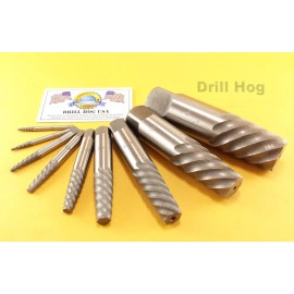 Drill Hog 9 Pc Jumbo Spiral Easy Out Set Round Screw Extractor Drill hog Lifetime Warranty