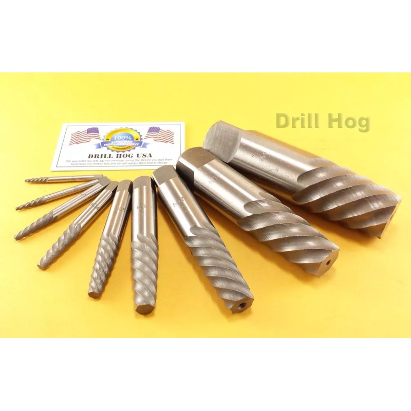 Drill Hog 9 Pc Jumbo Spiral Easy Out Set Round