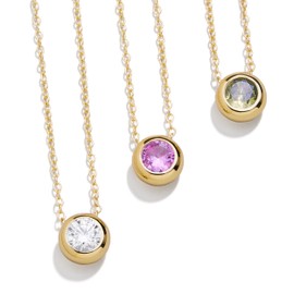 BaubleBar 18K Gold-Plated Sterling Silver Birthstone Pendant Necklace - Aquamarine-Colored