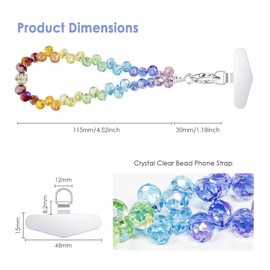 TENOC Beaded Phone Wrist Strap, Cellphone Lanyard Chain, Sparkling Wristlet Bracelet for Women, Multicolor