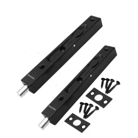 szhdxsy Hidden Latch & Bolt 304 Stainless Steel 6 inch(15cm) Security Door Bolt Latch, Double Door Lever Action Flush Bolt Latch, French Door Slide Bolt Lock,Black (2-Pack)
