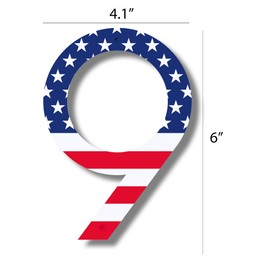 6 Inch Metal House Numbers with American Flag | Floating Metal Numbers for Mailbox | Modern House Numbers | | Metal Door Numbers | Rust-Proof Home (6 Inch, Number 9)