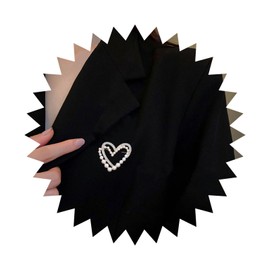 Cimenexe Vintage Crystal Pearl Heart Brooch Gold CZ Heart Brooch Pin Hollow Heart Brooch Pearl Heart Brooch Pin Wedding Pearl Pin Banquet Badge Pins Jewellery for Women and Girls, Metal