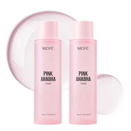 NACIFIC Pink Aha Bha Toner Double Set (150ml 5.07fl.oz*2) AHA, BHA, Watermelon Extract, Glow, Moisturizing, Hyaluronic Acid