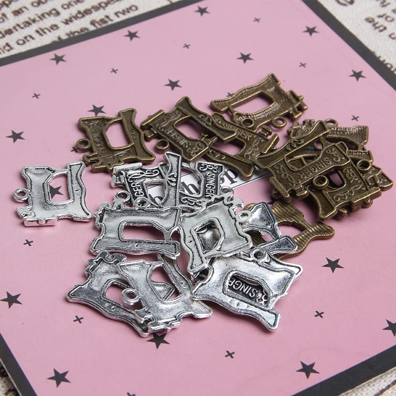 Wixine 20Pcs Singer Sewing Machine Charms Antique Silver Tone 22