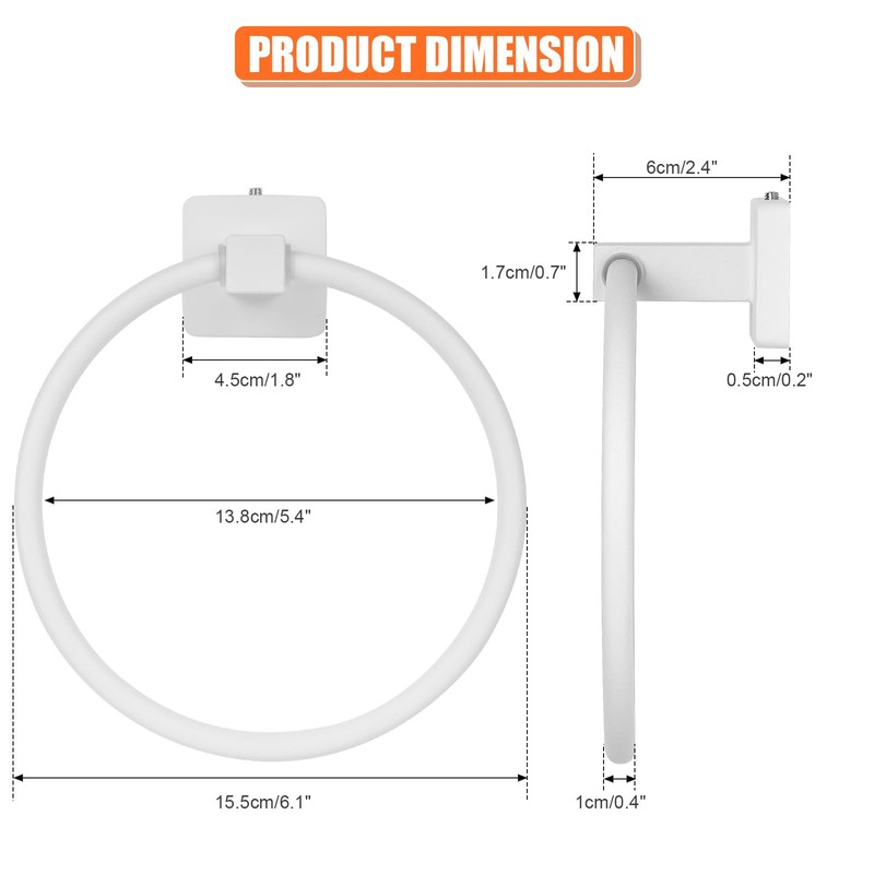 YUET Wall Mounted Towel Ring Rail Bar Bath Holder Hanger