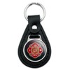 Black Leather Firefighter Fire Rescue Maltese Cross Keychain