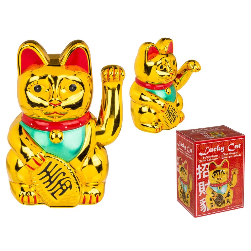 OOTB Waving Cat, Gold, 14.9 x 12.4 x 21.7 cm
