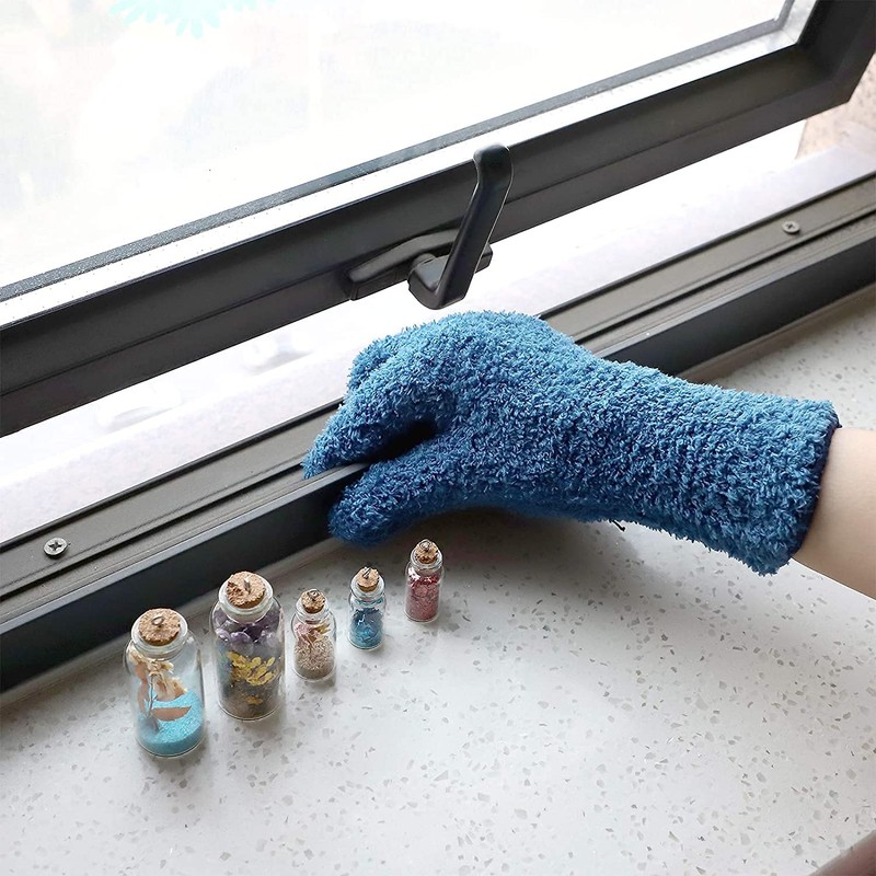 2 Pairs Microfiber Gloves for Plants Auto Dusting Gloves Washable
