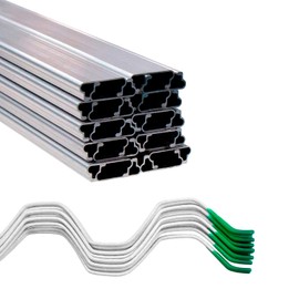 Jiggly Greenhouse Wire and Channel Kit | 1" x 6.5' Aluminum Greenhouse Channel with 6.5' Steel Wire Jiggly Wire | PVC Coated Wire and U-Channel | Lock Channel and Wire (20 Pack)