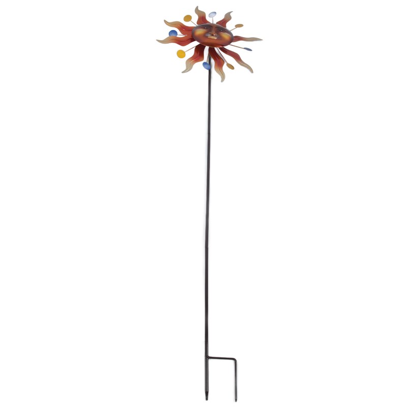 Sun Windmill Iron Weather Resistant Decorative Flower Wind Spinner with