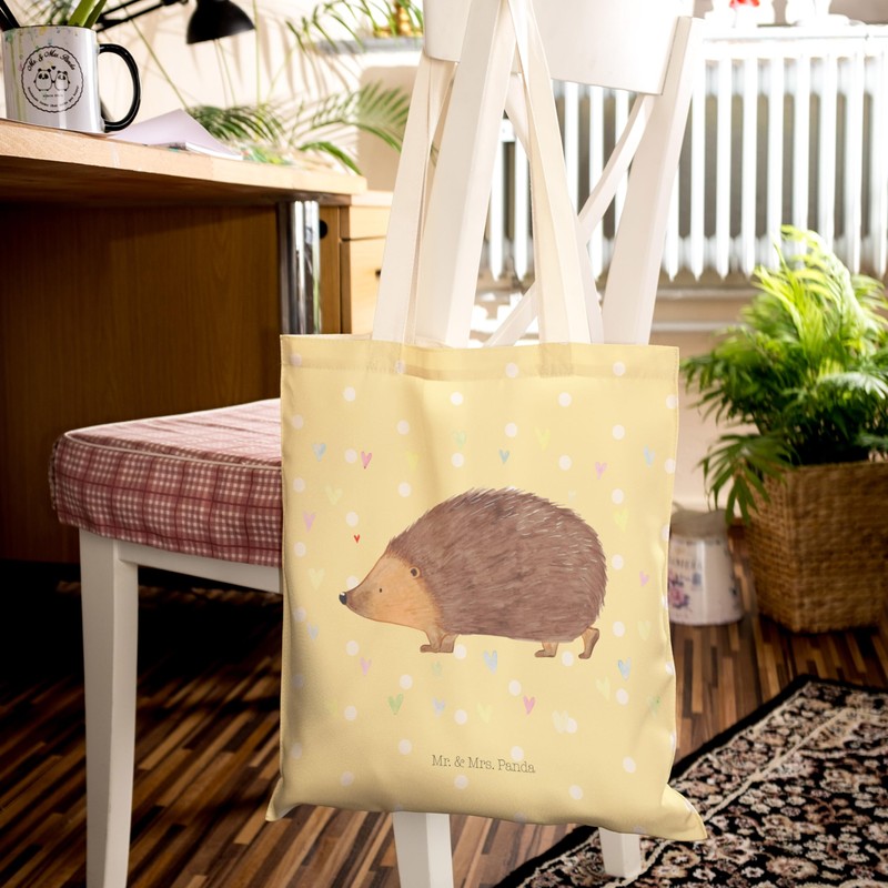 Mr. & Mrs. Panda Shopping Bag Hedgehog Hearts, yellow
