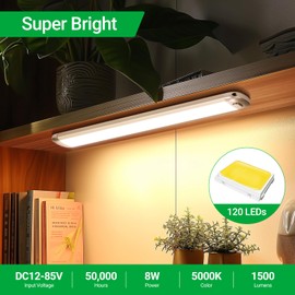 Aaleds 12v LED Interior Light Bar, 120LEDs 1500LM 8W, DC 12v Volt led Strip Lights with ON/OFF Switch, RV Lights for Enclosed Cargo Trailer, RV, Van, Truck, Lorry Camper, Boat, Caravan Motorhome(8Pcs)