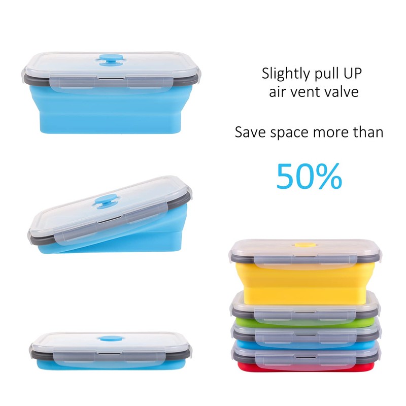Collapsible Food Storage Containers with Airtight Lid, 27 oz, Kitchen