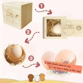 Egg Baby Announcement Reveal Ideas, Surprise Pregnancy Announcement Wood Box for Grandparents Husband Parents Friends, Baby Fun Gifts Box Idea