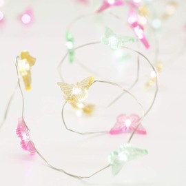 MIYA LIFe Butterfly Garden Rope Lights String-10 ft 40 LEDs Copper Wire with The Remote &Timer for Patio, Terrace, Birthday, Covered Outdoor, Seasonal Themed Parties, Bedroom, Home Decorations