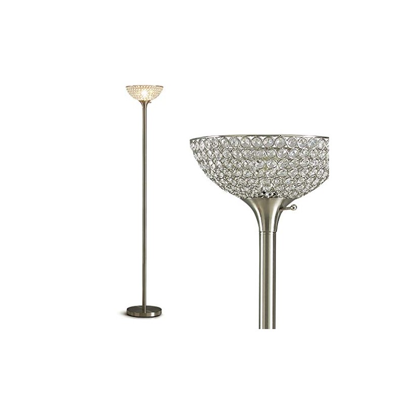 HOMEGLAM Lucie 71" Crystalsd Wire Shade Torchiere Floor Lamp (Brushed