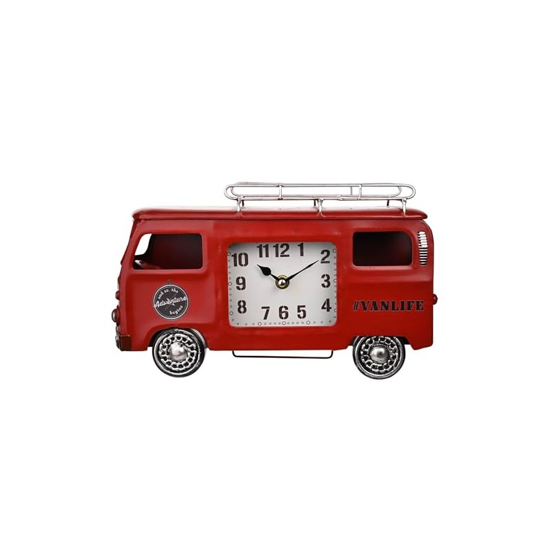 Widdop Hometime Red Metal Camper Van Mantel Clock - Vintage