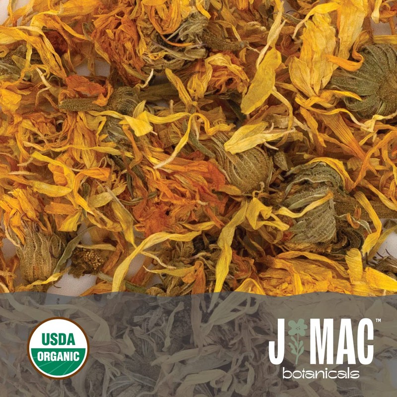 J Mac Botanicals, Organic Calendula Flower (4 ounce), whole dried