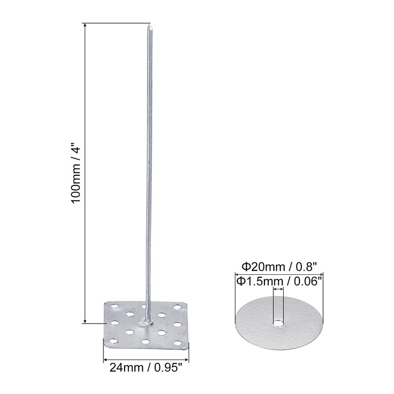 PATIKIL 4 Inch Perforated Insulation Pins with Round Washers, 50