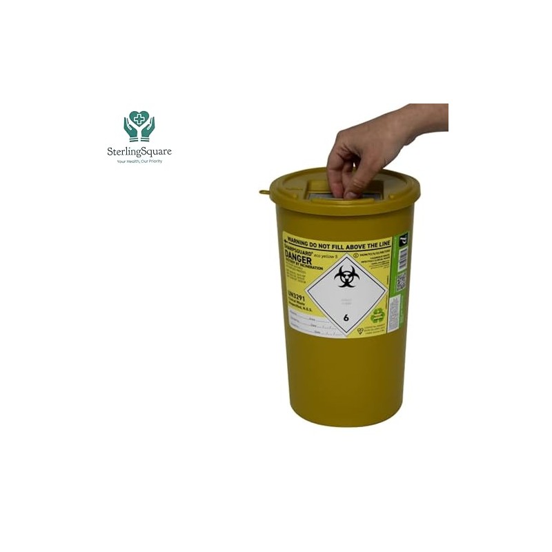 2X Sharpsguard Sharps Bin 5 Litre - Yellow (Multi Pack)