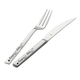 WMF Nuova Steak Cutlery Set 2-Piece with Engraving of Your Choice Stainless Steel Cutlery with Box