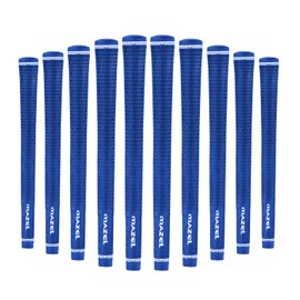 MAZEL Rubber Golf Grip Set of 10 - Midsize/Large Non-Slip Performance All-Weather Golf Club Grip for Driver,Chipper,Iron,Hybrid (Blue, Midsize)