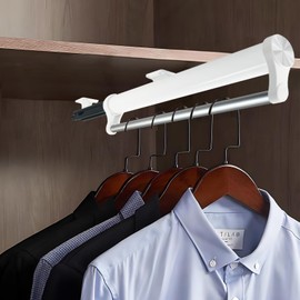 MAFAGE Extendable Clothes Rail, Aluminium Alloy Robust Adjustable Clothes Rail Cupboard, Telescopic Clothes Rail for Cupboards and Storage Areas, Telescopic Rod, Storage Space (White, 292 mm)