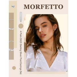Morfetto Hypoallergenic Gold Hoop Earrings for Women S925 Sterling Silver Post Chunky Cartilage Stud Earrings Stacks 14k Gold Plated Small Huggie Hoops Set for Pierced Ears 4pairs BS