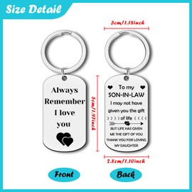 Son in Law Keychain Wedding Gifts for Groom from Father Mother of Bride Engagement Gift Future Son-in-Law Gift Keyring Bonus Son Bridegroom Gifts for Fathers Day