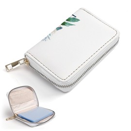 Women Leather Coin wallet, 4.5x3.15 in Zipper Card Holder Purse Clutch Pouch Key Change Organizer Pocket Print Floral Alphabet Monogrammed Navy Letter J