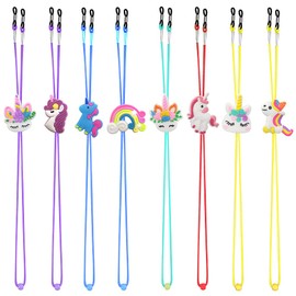 ZXSWEET 8PCS Kids Glasses Strap Unicorn Rainbow Adjuster Stretchy Eyeglass Strap for Girls Boys